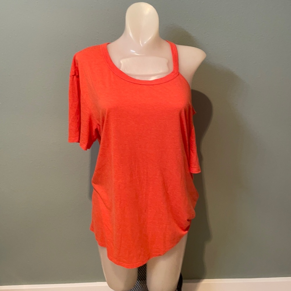 Anthropologie Leith orange cold shoulder top